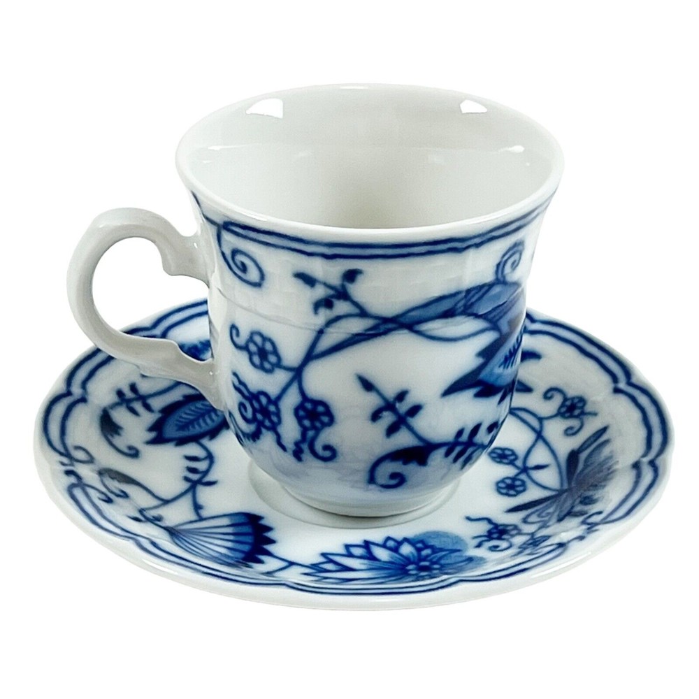 Thun Czech Porcelain Blue Onion Demitasse Cups & Saucers- 17 Sets Available